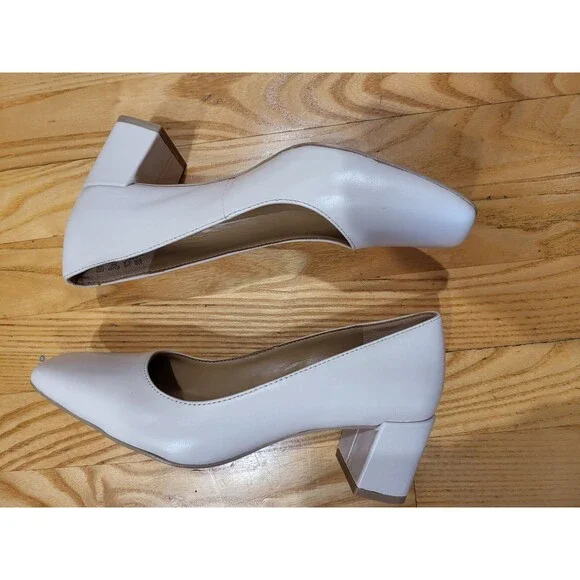 Naturalizer Womens Karina Square Toe Dressy Pump Shoe Satin Pearl White Size 6 W - Picture 6 of 8